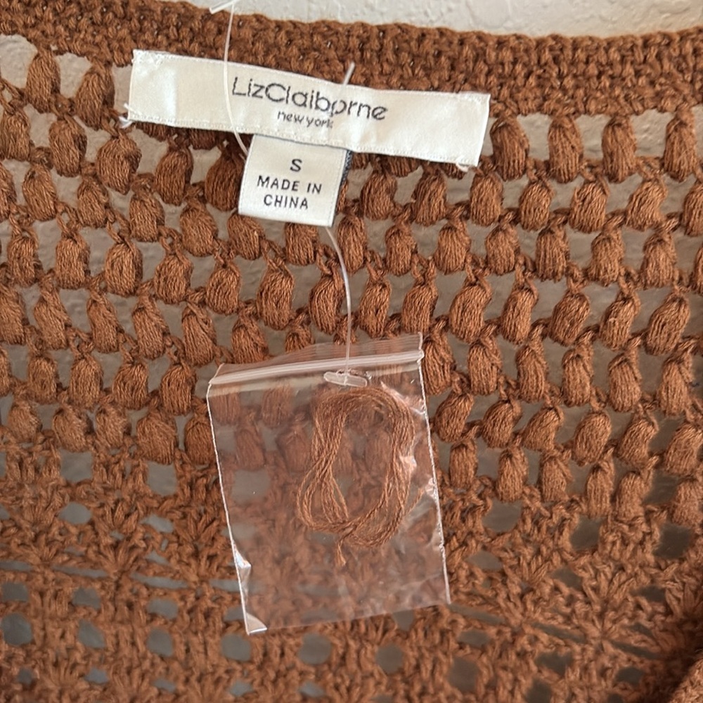 Vintage 90s/Y2K NWT Brown Crochet Cropped Cardigan Top✨ - Picture 6 of 6